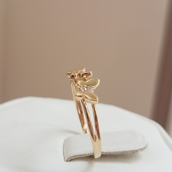14k Yellow gold 2 Butterfly CZ Ring - Picture 9 of 9